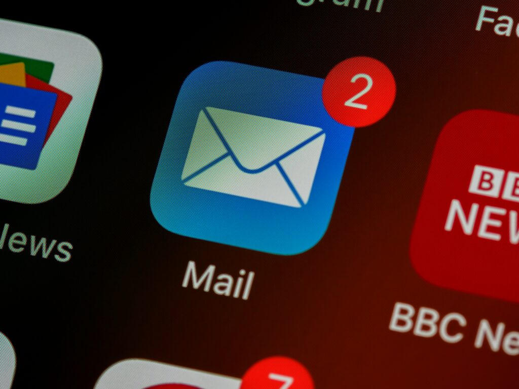 Email app symbol on a phone or computer screen.