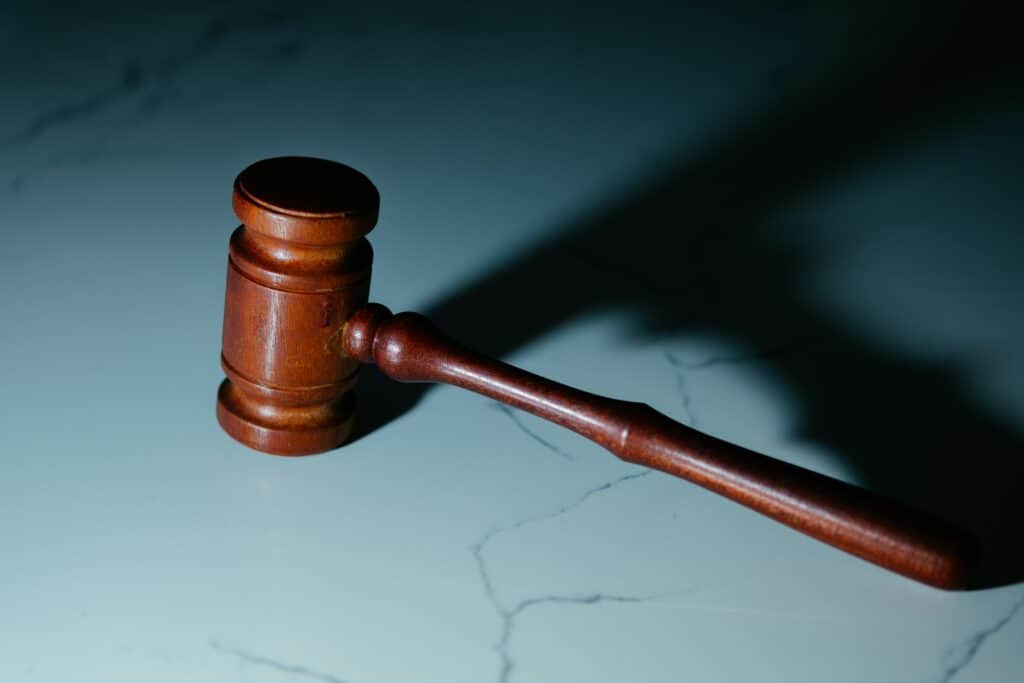 Photo of a gavel used in the law profession.